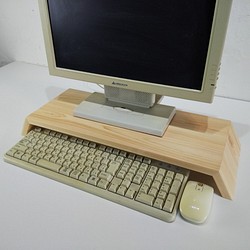 末広がりのパソコンモニタースタンド　デスクトップ台　/　国産ひのき 1枚目の画像