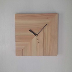 寄せ木の壁掛け時計　/　国産ひのき 1枚目の画像