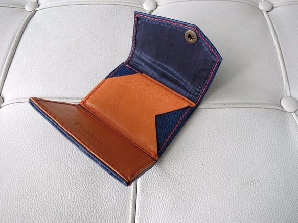 コンパクト財布（青×オレンジ） 1枚目の画像