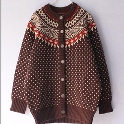 【受注製作】刺繍100%ウール・カーディガ・ セーター ニット HT-48 1枚目の画像