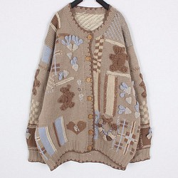 【1着限定】刺繍100%ウール・カーディガ・ セーター ニット HT-9933 1枚目の画像