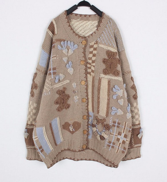 【1着限定】刺繍100%ウール・カーディガ・ セーター ニット HT-9933 1枚目の画像