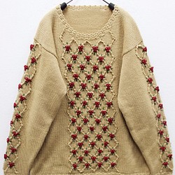 【1着限定】刺繍100%ウール・ セーター ニット KB108 1枚目の画像