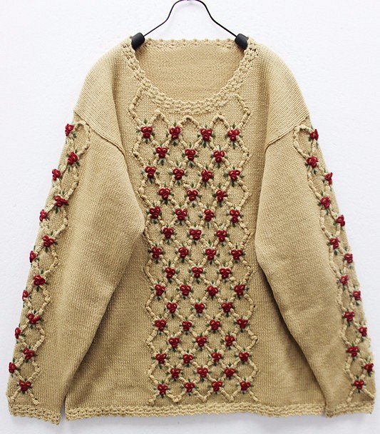 【1着限定】刺繍100%ウール・ セーター ニット KB108 1枚目の画像