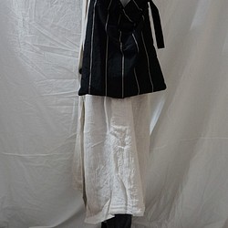 #308 tote bag  STRIPE&BLACK 條紋黑色拼接單肩包 第1張的照片