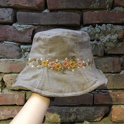 uniqueooo /手作り刺繍帽子/サンハット漁師の帽子蓮の葉の帽子 1枚目の画像