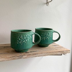 《送料無料 》青銅釉 ペアマグカップ（２個セット） 1枚目の画像