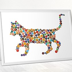 THE CAT　【ボタンアートグラフィック】"おしゃれインテリア雑貨/ 猫 /アートポスター" 1枚目の画像