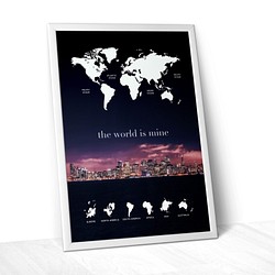 【A3ポスター】世界地図 〜幻想的都市MIX〜 "おしゃれインテリア雑貨" 1枚目の画像
