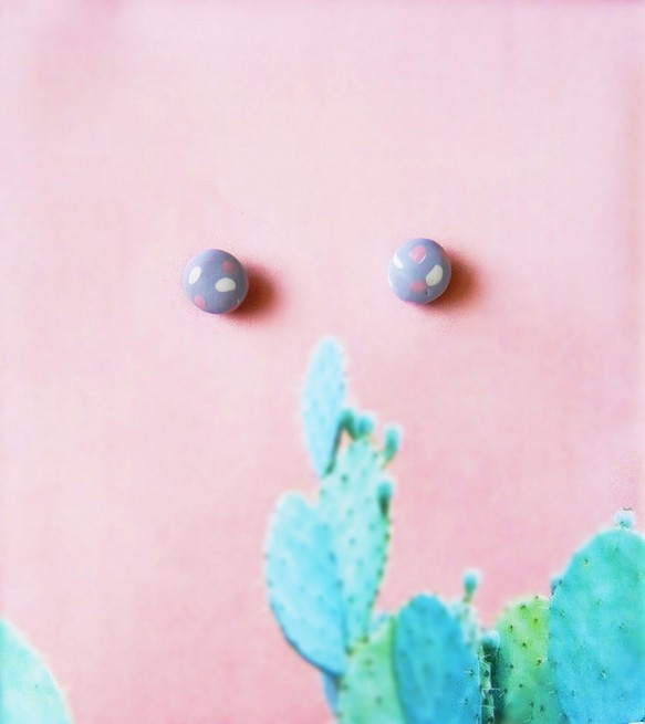 *coucoubird*-甜心-馬卡龍紫粉色耳針/可改無痛耳夾 第1張的照片