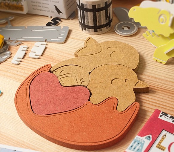 【幼兒益智玩具】彩色環保木板┇愛心小雞 第1張的照片