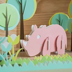 【益智立體拼圖】可愛動物系列┇害羞犀牛 第1張的照片