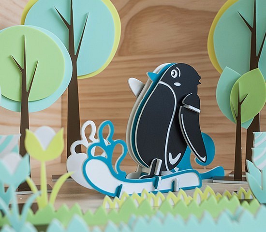 【益智立體拼圖】可愛動物系列┇衝浪企鵝 第1張的照片