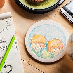 【客製化禮物 】DIY彩繪陶瓷十二星座男孩杯墊┇ 雙子男孩 第1張的照片