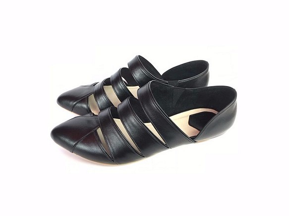 [The Deep] Pannychia - Black Leather Handmade sandals 1枚目の画像