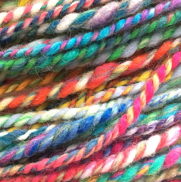手紡ぎ毛糸〜Spino 双糸　カラーパレットカラフル 1枚目の画像