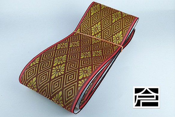 ジャガード織　畳縁    ハンドメイド素材　マスキングテープ　舛菊　茶 1枚目の画像