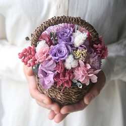 [5日以内発送] Flower basket Purple carnation -purple- (S) 1枚目の画像