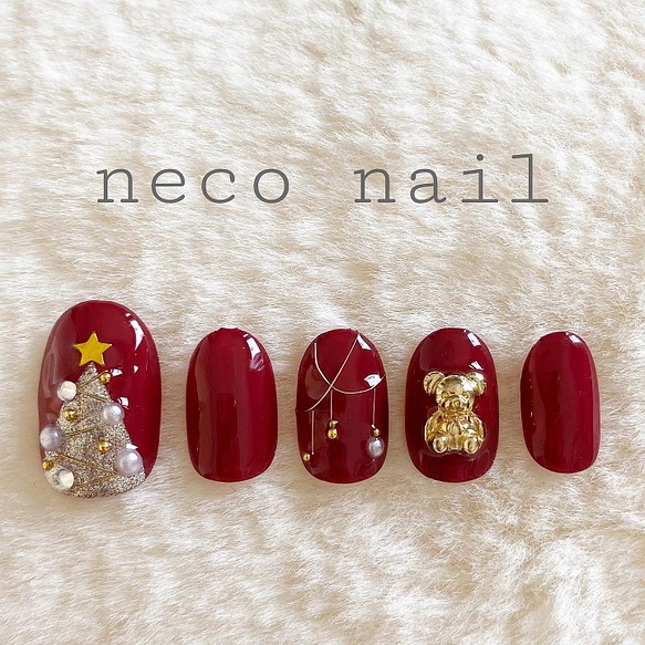 数量限定 No 103 クリスマスネイル ジェルネイル 赤 くま ネイルチップ ネイルチップ ネイルシール Neco Nail Jewelry 通販 Creema クリーマ ハンドメイド 手作り クラフト作品の販売サイト