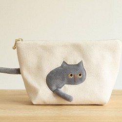穿過該袋的定制貓袋（灰色貓20厘米拉鍊扣7厘米） 第1張的照片