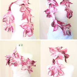 【已售出】MUM 默默"羊毛氈獨創設計-紫色系花朵衣飾/披肩/頸飾/圍巾/腰飾(*創意穿搭法一件多穿)-生命之花（一） 第1張的照片