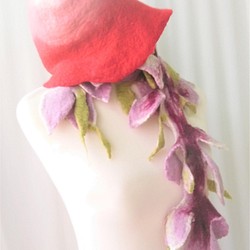 MUM-felt-默默羊毛氈手創-玫瑰色系漸層時尚感羊毛氈帽 第1張的照片