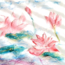 MUMフェルトサイレントウールフェルトハンドメイドウールフェルト絵画蓮の花/蓮（30 * 30 cm） 1枚目の画像