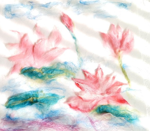 MUMフェルトサイレントウールフェルトハンドメイドウールフェルト絵画蓮の花/蓮（30 * 30 cm） 1枚目の画像