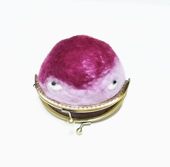 MUM羊毛氈創意混色口金包-紫色吃錢怪 第1張的照片