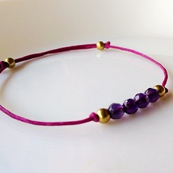 極簡系列 紫水晶 紫紅色蠟繩手鍊 第1張的照片