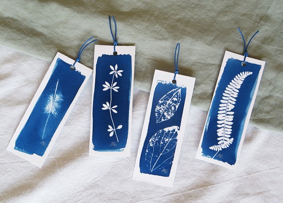植物剪影。寫意藍曬書籤（四張一組） Botanic Cyanotype Bookmarks (4 in 1 set) 第1張的照片