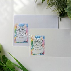猫イラスト　メッセージカードと封筒セット　ペットグッズ　猫グッズ　 1枚目の画像