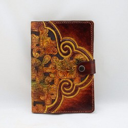 手作りの革の彫刻RuyiYunlongノートブック、ハンドブック、ブックカバー 1枚目の画像
