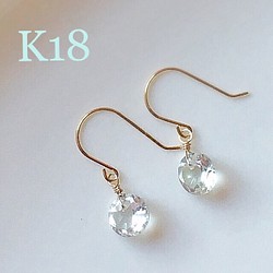 K18 AAAグリーンアメジストのピアス 刻印あり ピアス（フック