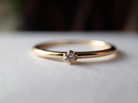 K18微型鑽石簡單戒指*定制 第1張的照片