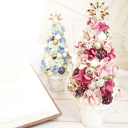 [arrangement]　 木の実＆お花たっぷりツリーオブジェ・アンティークピンク＆ボルドー 1枚目の画像