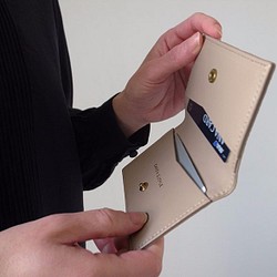 【完売】シンプルなカードケース （ミニ財布としても） - Card Case - ベージュ 1枚目の画像