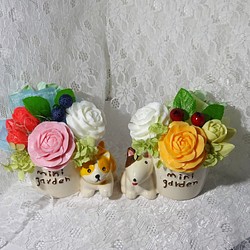 「再販」石鹸彫刻　ワンちゃんからのプレゼント(コーギー・ミニチュアブルテリア） 1枚目の画像
