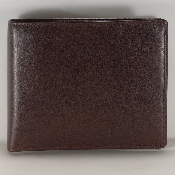 シンプルな2つ折り財布男性の茶色のショートクリップ - カスタムインプリント 1枚目の画像