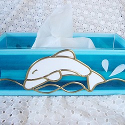 イルカのティッシュケース（ポプリの香りが楽しめる）アウトレット商品 1枚目の画像