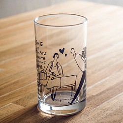 ｜Lynette Lin｜等的那個愛會來。插畫玻璃杯 - 直水杯 第1張的照片
