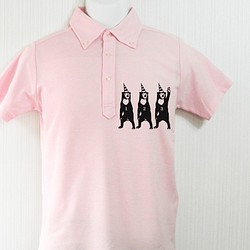 マレー熊 ポロシャツ （ボタンダウン・ピンク） XL 1枚目の画像