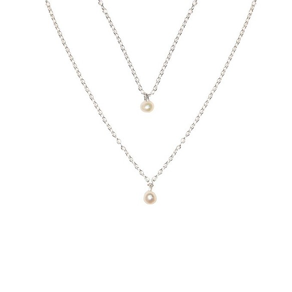 ♔ UMICHEN ♔ 雙v珍珠項鍊組 pearls. silver Necklace . 第1張的照片