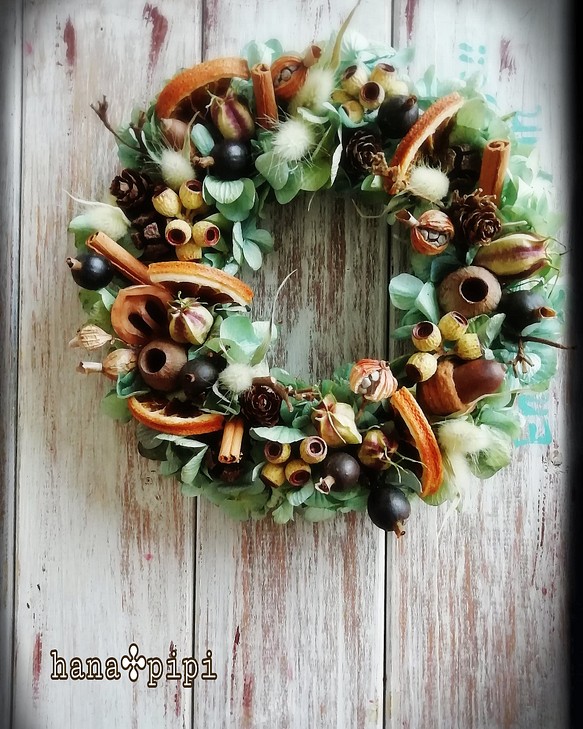 ❧Kitchen wreath❧ ❣キッチンリース❣ナチュラルテイスト❣木の実の