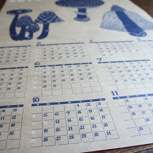 再販 きのこ切り絵のレトロ印刷カレンダー15 A3サイズ カレンダー Toyokotake 通販 Creema クリーマ ハンドメイド 手作り クラフト作品の販売サイト