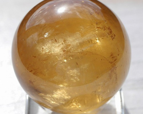 天然石ゴールデンカルサイト(メキシコ産)約89g直径約40mmスフィア 方解石 丸玉[rgcal-211017-02]