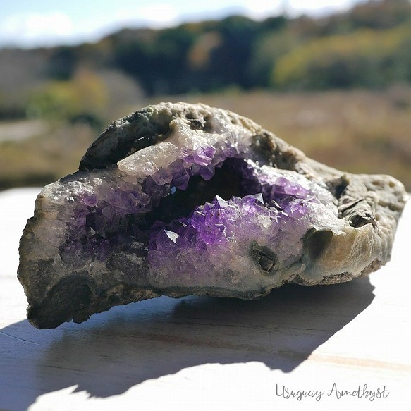 天然石アメジスト原石ジオード(ウルグアイ産)約284g約122mm 紫水晶