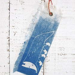 狐狸散步-藍染布書籤 第1張的照片