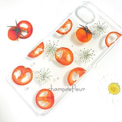 トマトがいっぱい押し花iPhoneケース 1枚目の画像