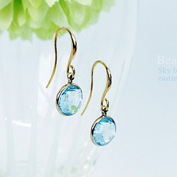 14Kgf｜Sky blue topaz earrings ピアス or イヤリング 1枚目の画像